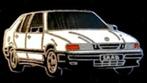 Saab 9000 pin- wit emaille, Verzenden, Nieuw, Transport, Speldje of Pin