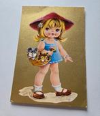 Meisje draagt mandje met hondje en poesje, Verzenden, Ongelopen, Kinderen