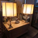 2 messing/ koperen  antiek vintage tafellamp lamp, Ophalen of Verzenden