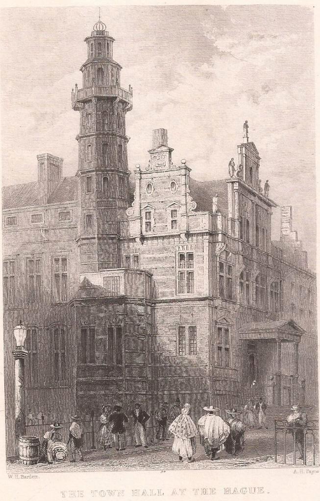 Den Haag The Town Hall at The Hague Stadhuis Staalgrav. 1836, Antiek en Kunst, Kunst | Etsen en Gravures, Ophalen of Verzenden