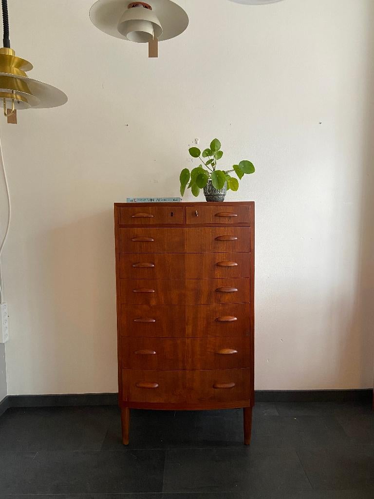 Vintage Deense ladekast met 8 laden, Ophalen, Gebruikt, 5 laden of meer, 100 tot 150 cm