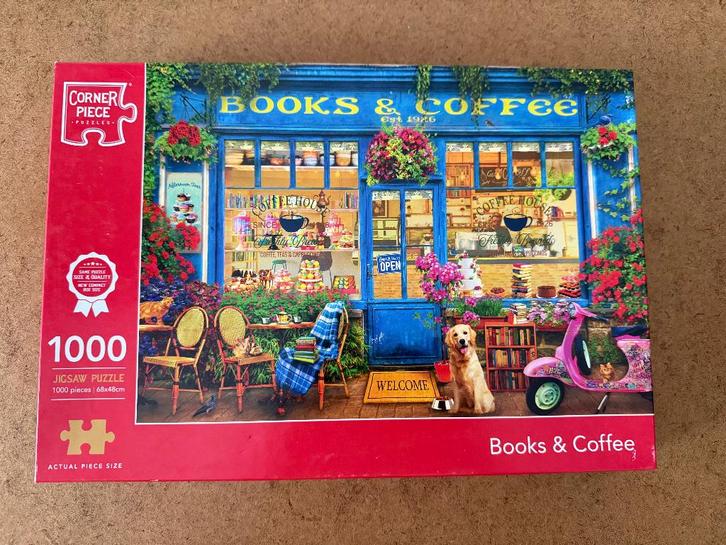 Corner Piece puzzel (England) -Books & Coffee - 1000 stukjes, Hobby en Vrije tijd, Denksport en Puzzels, Zo goed als nieuw, Legpuzzel