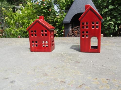 2 rode huisjes/Windlichten, Huis en Inrichting, Woonaccessoires | Overige, Gebruikt, Ophalen of Verzenden