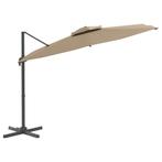 Zweefparasol met dubbele bovenkant 400x300 cm taupe, Nieuw, Zweefparasol, 3 tot 4 meter, Kantelbaar