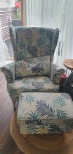 Ikea Strandmon Fauteuil met Voetenbank, Huis en Inrichting, Fauteuils, Hout, Gebruikt, Ophalen of Verzenden, 75 tot 100 cm