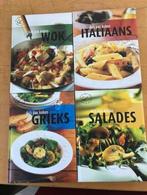 4 kookboeken: wok, Italiaans, Grieks, salades, Ophalen of Verzenden, Zo goed als nieuw, Europa, Hoofdgerechten