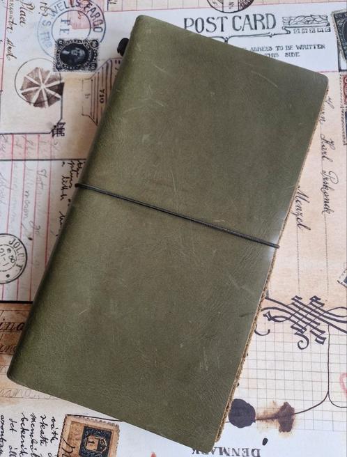 Leren, olijfgroene, travelers notebook regular, Diversen, Agenda's, Gebruikt, Ophalen of Verzenden