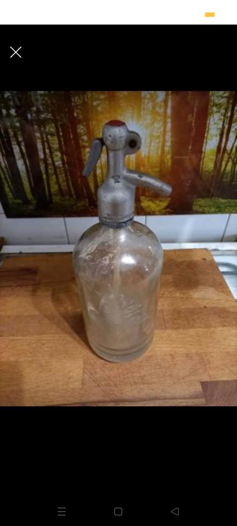 Brocante spuitfles (5) grijs met rood puntje, Huis en Inrichting, Woonaccessoires | Stolpen, Gebruikt, Ophalen of Verzenden