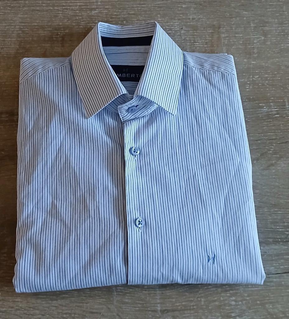 38 / 15 humberto overhemd wit blauw gestreept, Blauw, Halswijdte 38 (S) of kleiner, Ophalen of Verzenden, Zo goed als nieuw