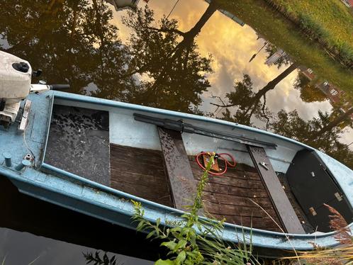 Stalen Sloep 5 meter met 5 pk motor, Watersport en Boten, Sloepen, Gebruikt, Tot 10 pk, 3 tot 6 meter, Buitenboordmotor, Benzine