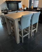 Bartafel hoog + 4 barstoelen eiken, Huis en Inrichting, Barren, Ophalen, Gebruikt, Inclusief barstoelen