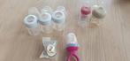 5 flesjes, 2 ongebruikt met nieuwe speen, speen bibs, Kinderen en Baby's, Babyvoeding en Toebehoren, Ophalen of Verzenden, Gebruikt