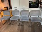 Set van 4 Zuiver Ridge Rib eetkamerstoelen (grijs ribstof) –, Ophalen, Metaal, Zo goed als nieuw, Vier