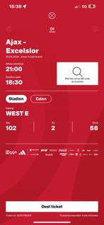 Ajax vs Excelsior. Kaart te koop 24-4-2024, Tickets en Kaartjes, Eén persoon