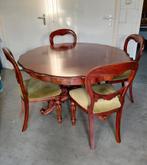 Biedermeier mahoniehouten eettafel met stoelen, Ophalen