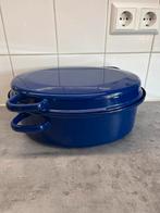 Tekoop blauwe emaille braadpan, Ophalen of Verzenden, Zo goed als nieuw, Gietijzer, Koekenpan of Braadpan