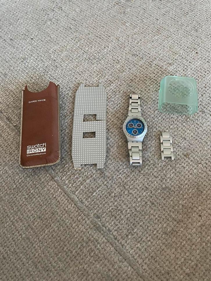 Swatch Irony horloge, Sieraden, Tassen en Uiterlijk, Horloges | Heren, Gebruikt, Polshorloge, Swatch, Zilver, Staal, Ophalen of Verzenden