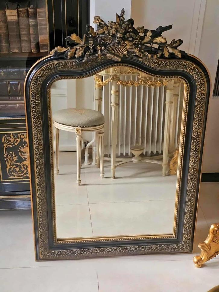 Antieke TOOGSPIEGEL met KUIF Napoleon III spiegel, Antiek en Kunst, Antiek | Spiegels, Minder dan 50 cm, Rechthoekig, Ophalen