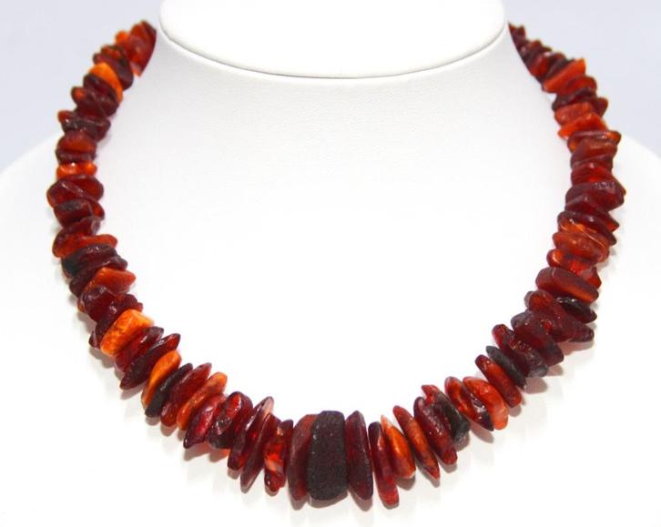 Schitterende 41 CM Antieke Baltische Barnsteen Ketting, Sieraden, Tassen en Uiterlijk, Antieke sieraden, Ketting, Zilver, Met edelsteen