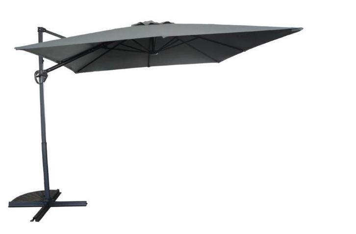 Zweefparasol Borneo 3x3meter vierkant, antraciet, kantelbaar, Tuin en Terras, Parasols, Nieuw, Zweefparasol, 2 tot 3 meter, Kantelbaar