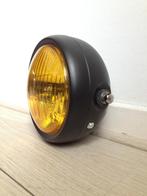 Koplamp geel zwart caferacer bobber scrambler gele lens, Motoren, Tuning en Styling