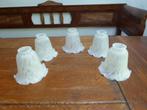 5 vintage lampenkapjes van mat glas