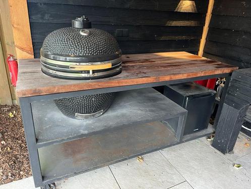 Verrijdbare buitenkeuken met Kamado Joe XL, Tuin en Terras, Buitenkeukens, Zo goed als nieuw, Houtskool, Vrijstaand, Ophalen