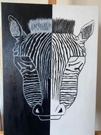 Modern zebra schilderij – zwart-wit en krachtig 50x70 cm, Antiek en Kunst, Kunst | Schilderijen | Modern, Verzenden
