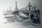 Pentekening van de 'Brug van Alexandre III' in Parijs., Ophalen of Verzenden