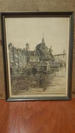 schilderij E.Rensburg Delfshaven enz bieden p/s, Antiek en Kunst, Verzenden