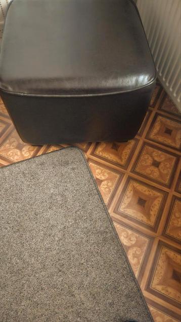 Lederen Hocker piet klerkx vandaan/Voetenbank Donker bruin   beschikbaar voor biedingen