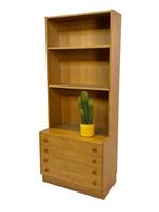Vintage Kast Boekenkast Wandkast Jaren 60 Eiken Design, Gebruikt, Vintage, Met lade(s), Minder dan 100 cm