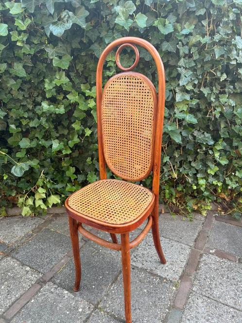 Thonet webbing winkelstoel met hoge rugleuning (lange jan), Huis en Inrichting, Stoelen, Gebruikt, Eén, Bruin, Ophalen of Verzenden