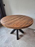 Ronde houten eettafel - Ø120 cm, Ophalen, Gebruikt, Rond, Metaal