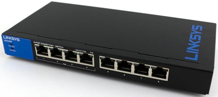 Linksys LGS108P 8-Poort Gigabit PoE+ Switch, Computers en Software, Netwerk switches, Zo goed als nieuw, Ophalen of Verzenden
