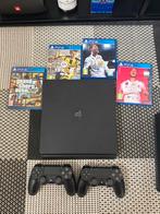 PS4 Slim 500GB + 2 Controllers + Games, Spelcomputers en Games, Spelcomputers | Sony PlayStation 4, Met 2 controllers, Ophalen of Verzenden