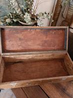 Grote houten brocante licht bruine kist degelijk, Ophalen, ., Zo goed als nieuw, .