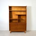 Vintage boekenkast/ highboard hoogglans noot, Bilea, 100 tot 150 cm, Vintage, Ophalen of Verzenden, 150 tot 200 cm