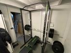 Tunturi WT60 Power Rack met 250 kg bumper plate en UB40 Bank, Ophalen, Gebruikt, Halterset