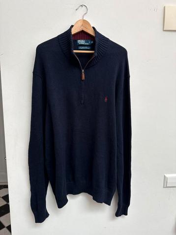 Ralph Lauren 1/4 zip trui – blauw – maat XXL – 100% katoen beschikbaar voor biedingen