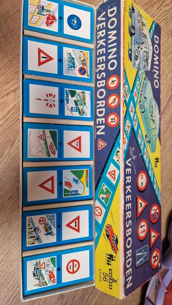 Vintage Domino Verkeersborden Spel - ZGAN!, Antiek en Kunst, Antiek | Speelgoed, Ophalen of Verzenden