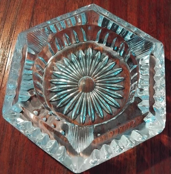 Vintage Kristallen Asbak Zeshoekig, Antiek en Kunst, Antiek | Glas en Kristal, Ophalen of Verzenden