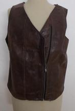 Stoer bruin echt leren gilet! L, Ophalen of Verzenden, Zo goed als nieuw, Maat 42/44 (L), Bruin