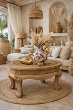 Ibiza salontafel met rotan blad -Zoet en Vintage, 100 tot 150 cm, Zo goed als nieuw, Minder dan 50 cm, Rechthoekig