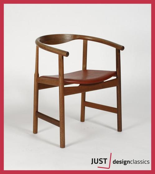 PP Mobler Wegner PP203 Roodbruin Leder (voorraad:8), Huis en Inrichting, Fauteuils, Gebruikt