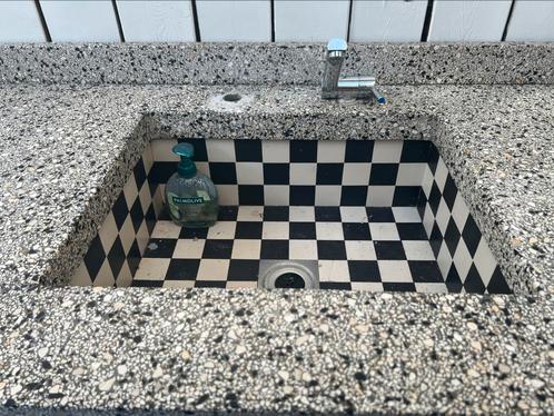 Terrazzo aanrechtblad, spoelbak met onderkastjes,  oude, Huis en Inrichting, Keuken | Keukenelementen, Gebruikt, Minder dan 100 cm
