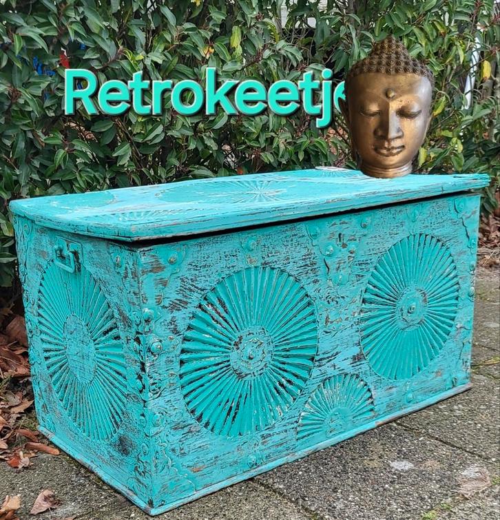 Oude/Houtsnijwerk/India/Indisch/Kist/Kastje, Antiek en Kunst, Curiosa en Brocante, Ophalen