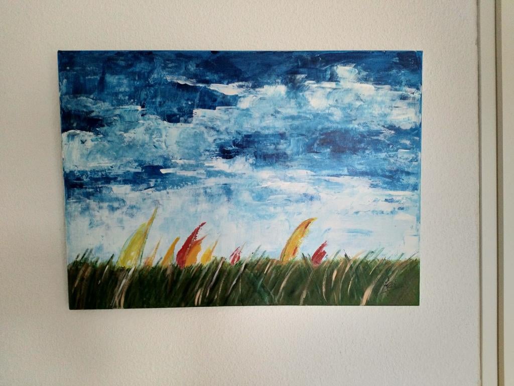 T.e.a.b. Abstract Schilderij: ZEILEN'. 40x30cm. Acryl., Antiek en Kunst, Kunst | Schilderijen | Abstract, Ophalen