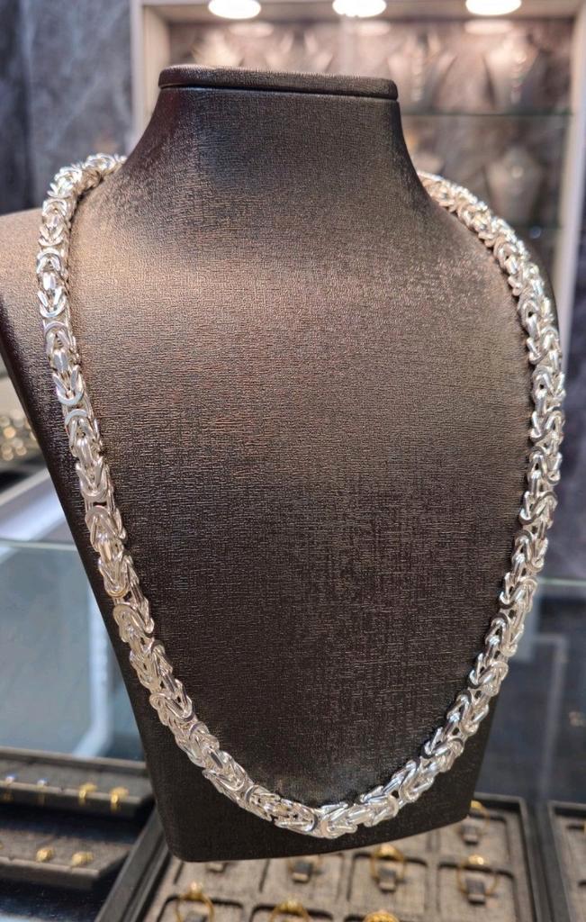 Prachtige Italiaanse koningsketting zilver 925 7.5mm massief, Sieraden, Tassen en Uiterlijk, Kettingen, Nieuw, Zilver, Ophalen of Verzenden
