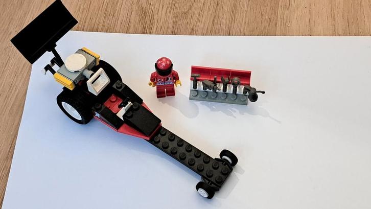 Vintage LEGO Racewagen met Figuur en Gereedschap, Kinderen en Baby's, Speelgoed | Duplo en Lego, Gebruikt, Ophalen of Verzenden